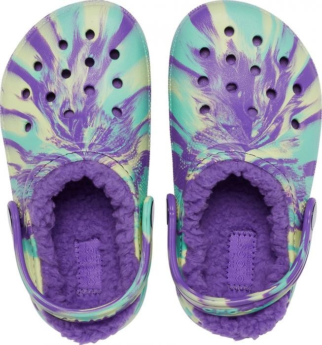 Saboti Crocs Classic Marbled Lined Kids Mov - Neon Purple - 2 | YEO