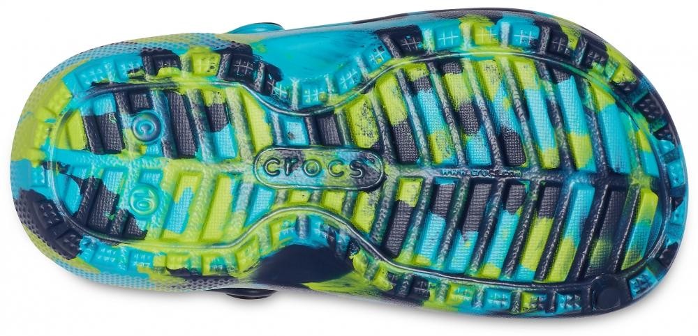 Saboti Crocs Classic Marbled Lined Kids Albastru - Navy/Multi - 3 | YEO