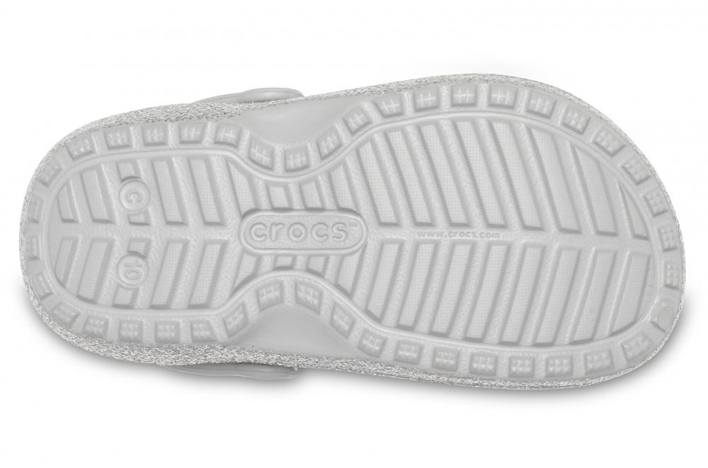 Saboti Crocs Classic Glitter Lined Clog Kids Argintiu - Silver - 3 | YEO