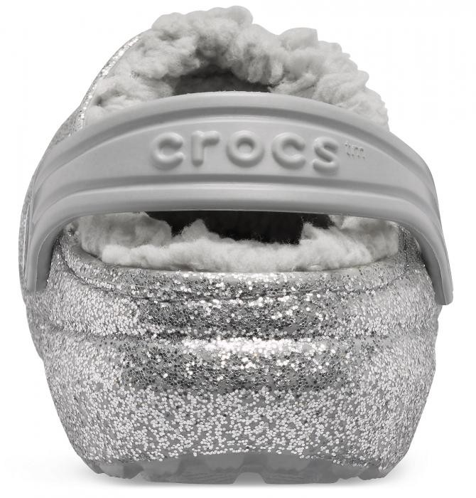 Saboti Crocs Classic Glitter Lined Clog Kids Argintiu - Silver - 5 | YEO