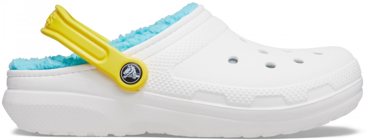 Saboți Crocs Classic Lined Pop Strap Clog Alb – White/Multi Alb imagine 2022