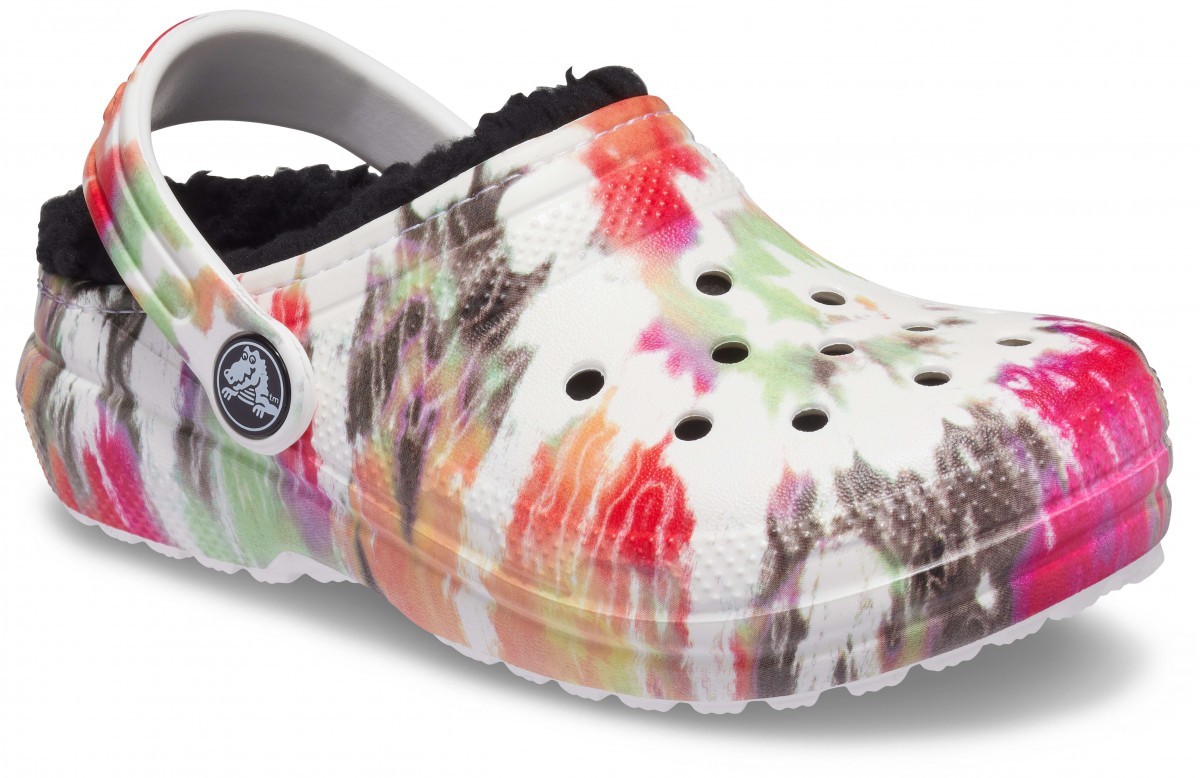 Saboți Crocs Kids\' Classic Lined Tie-Dye Graphic Clog Multicolor - Black/Multi - 1 | YEO
