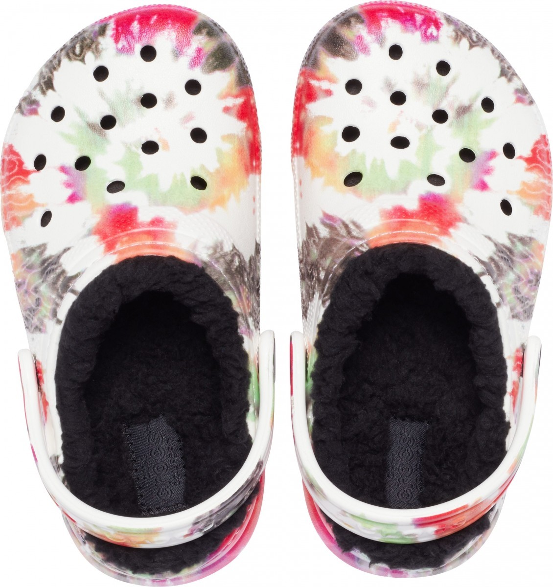 Saboți Crocs Kids\' Classic Lined Tie-Dye Graphic Clog Multicolor - Black/Multi - 2 | YEO