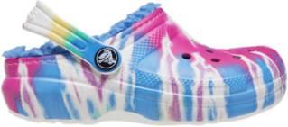 Saboți Crocs Kids\' Classic Lined Tie-Dye Graphic Clog Multicolor - Powder Blue/Multi