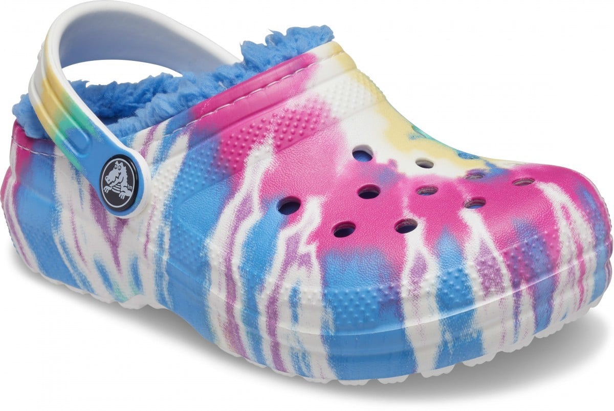 Saboți Crocs Kids\' Classic Lined Tie-Dye Graphic Clog Multicolor - Powder Blue/Multi - 1 | YEO