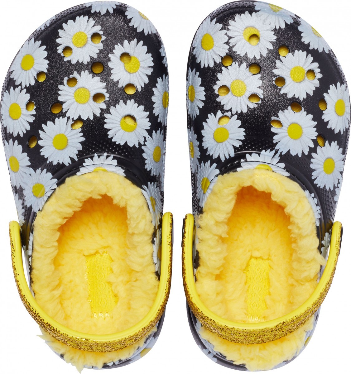 Saboți Crocs Kids\' Classic Lined Vacay Vibes Clog Negru - Black Daisy - 2 | YEO