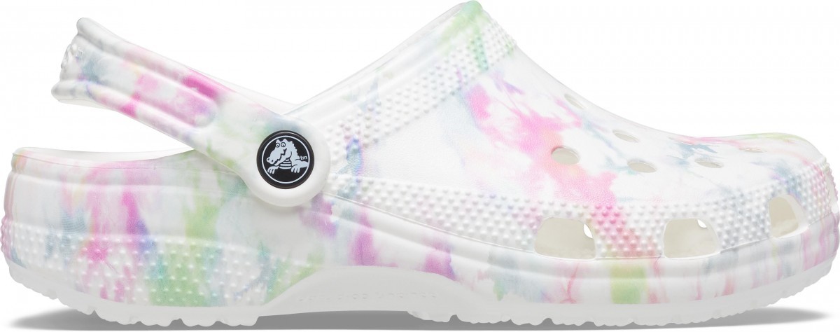 Saboți Crocs Classic Bleach Dye Clog Alb - White/Multi