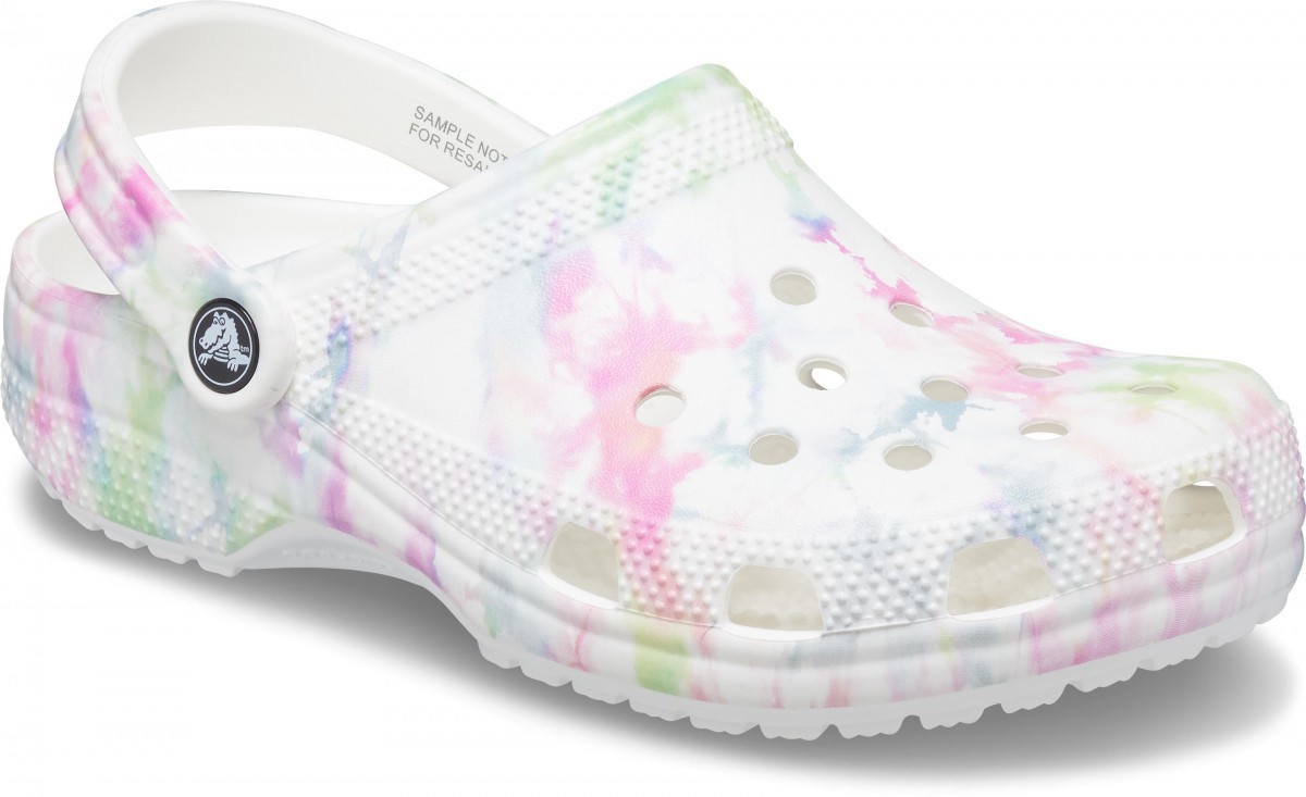 Saboți Crocs Classic Bleach Dye Clog Alb - White/Multi - 1 | YEO