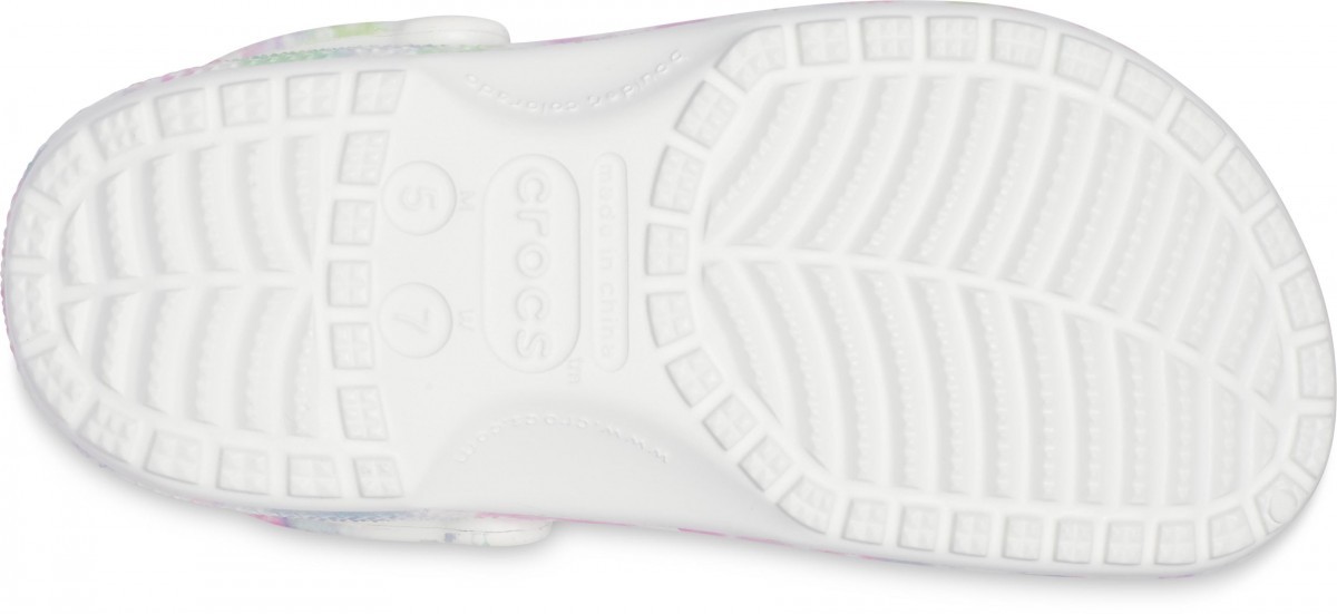 Saboți Crocs Classic Bleach Dye Clog Alb - White/Multi - 3 | YEO