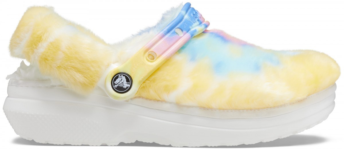Saboți Crocs Classic Fur Sure Alb - White/Multi