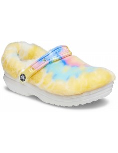 Saboți Crocs Classic Fur Sure Alb - White/Multi 2
