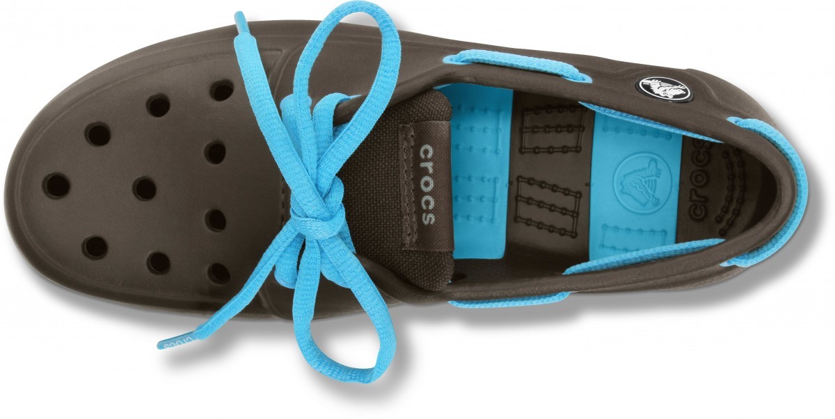 Pantofi Crocs Kids\' Beach Line Lace Boat Shoe Maro - Espresso/Electric Blue - 2 | YEO