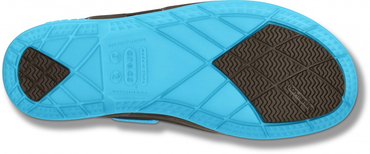 Pantofi Crocs Kids\' Beach Line Lace Boat Shoe Maro - Espresso/Electric Blue - 3 | YEO