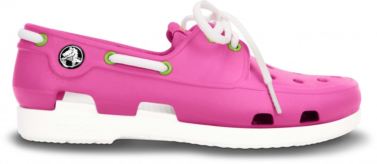 Pantofi Crocs Kids\' Beach Line Lace Boat Shoe Roz - Fuchsia
