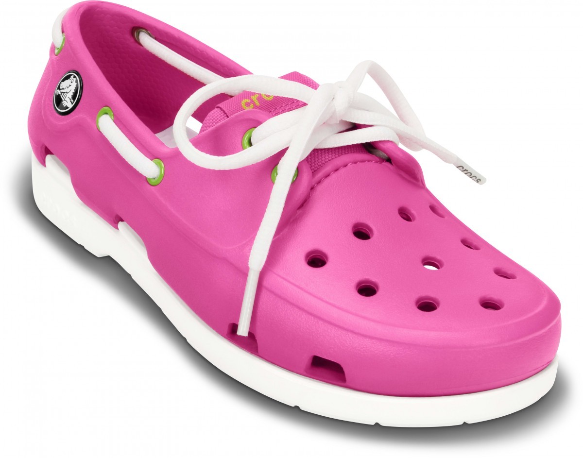 Pantofi Crocs Kids\' Beach Line Lace Boat Shoe Roz - Fuchsia - 1 | YEO