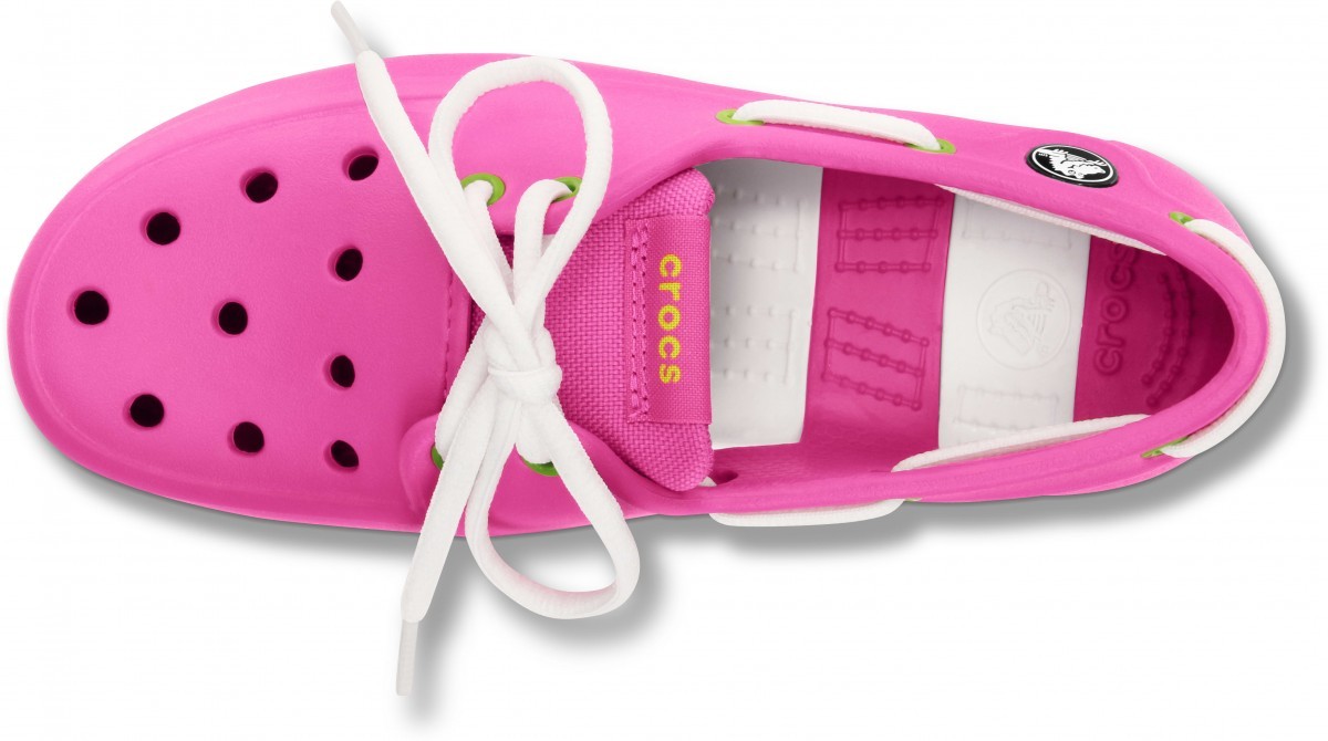 Pantofi Crocs Kids\' Beach Line Lace Boat Shoe Roz - Fuchsia - 2 | YEO