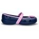 Balerini Crocs Kids' Keeley Petal Charm Flat Culoare Albastru - Navy/Carnation