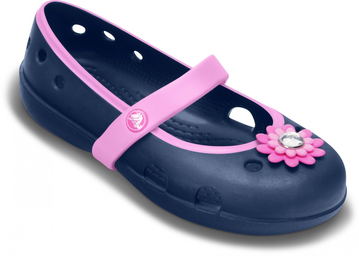 Balerini Crocs Kids\' Keeley Petal Charm Flat Albastru - Navy/Carnation - 1 | YEO