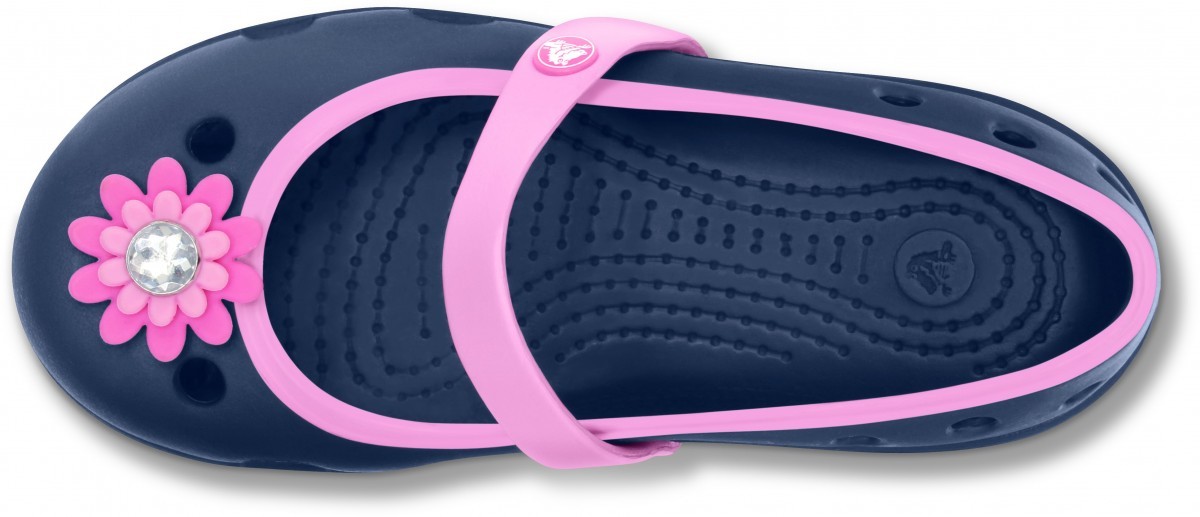 Balerini Crocs Kids\' Keeley Petal Charm Flat Albastru - Navy/Carnation - 2 | YEO
