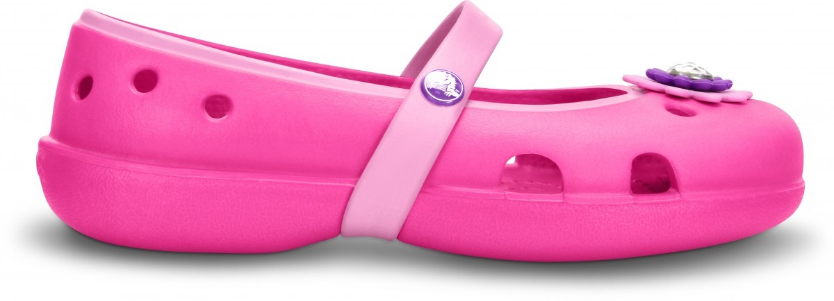 Balerini Crocs Kids\' Keeley Petal Charm Flat Roz - Neon Magenta/Carnation