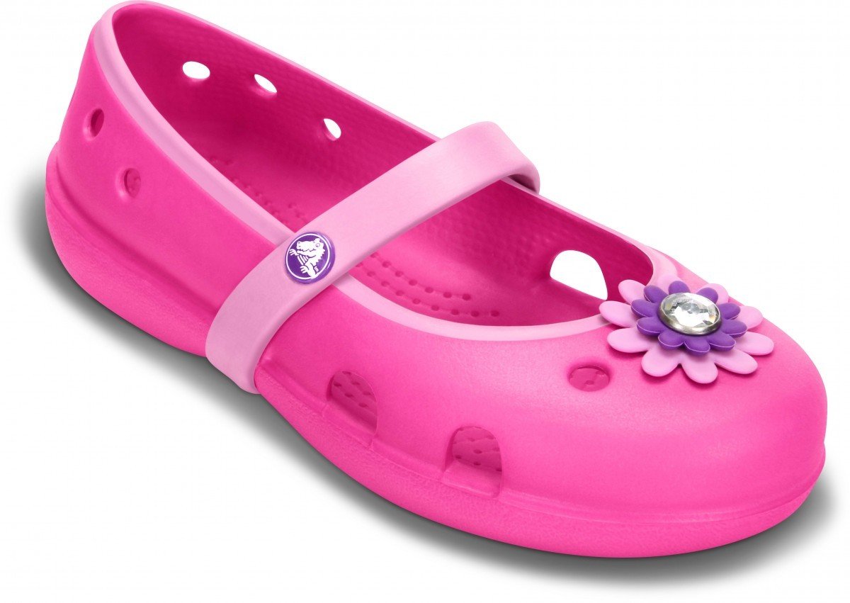 Balerini Crocs Kids\' Keeley Petal Charm Flat Roz - Neon Magenta/Carnation - 1 | YEO