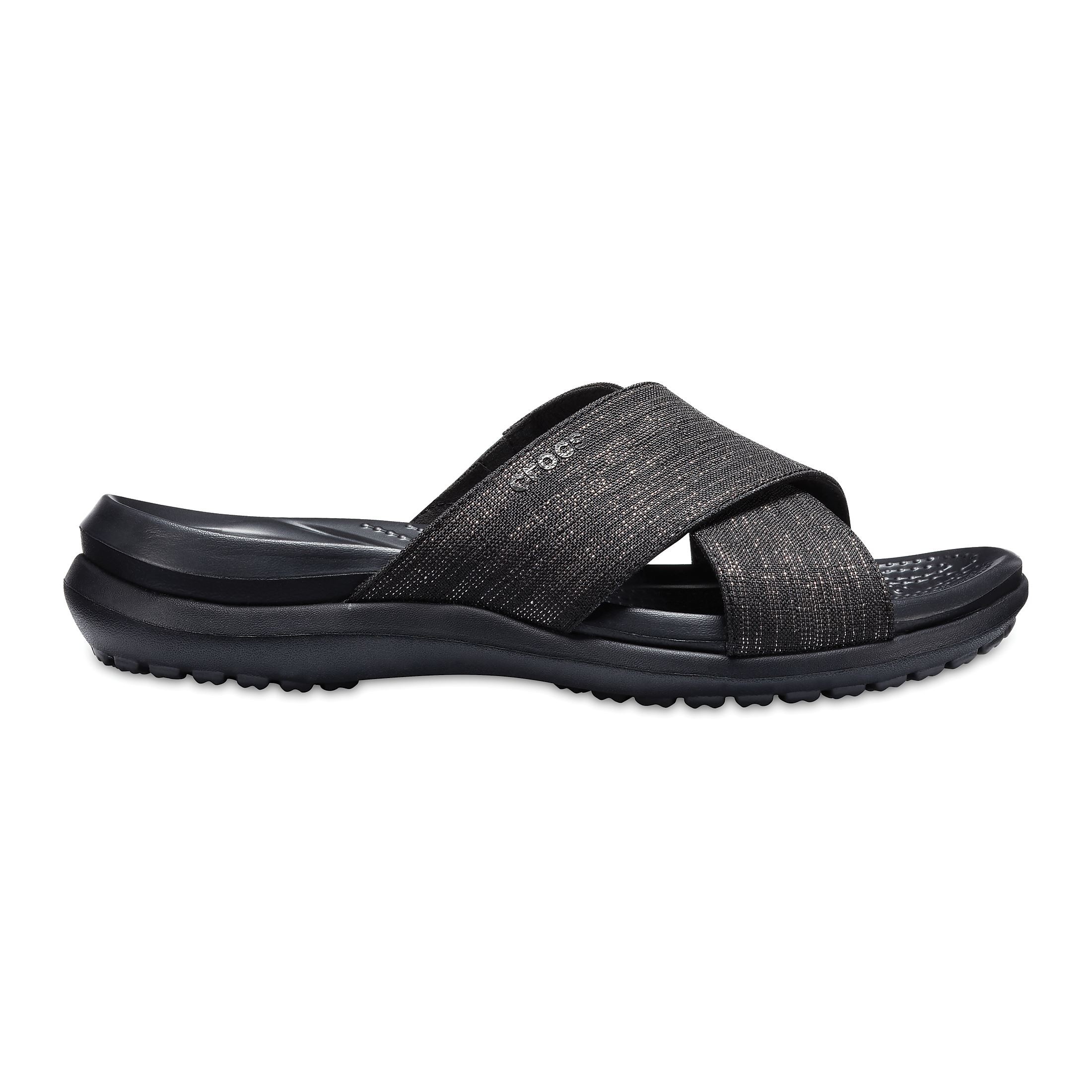 Papuci crocs capri shimmer cross-band sandal