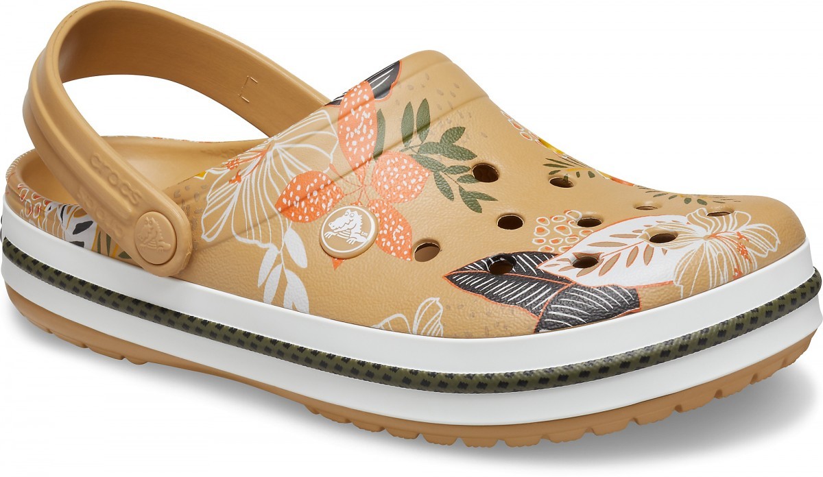 Saboti Crocs Crocband Botanical Print Clog Maro - Tan/White - 1 | YEO