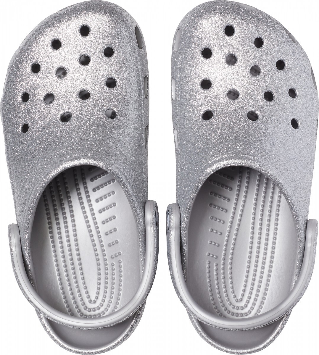 Saboți Crocs Classic Glitter Clog Argintiu - Silver - 2 | YEO