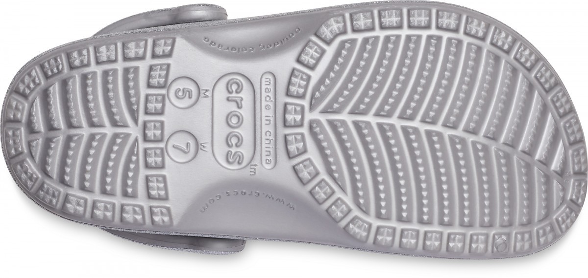 Saboți Crocs Classic Glitter Clog Argintiu - Silver - 3 | YEO