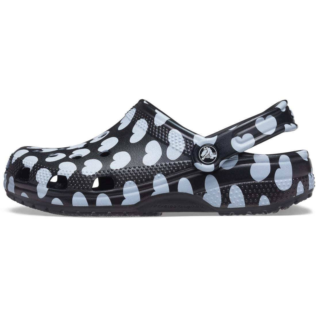 Saboti Classic Crocs Heart Print Clog Negru - Black/White - 4 | YEO
