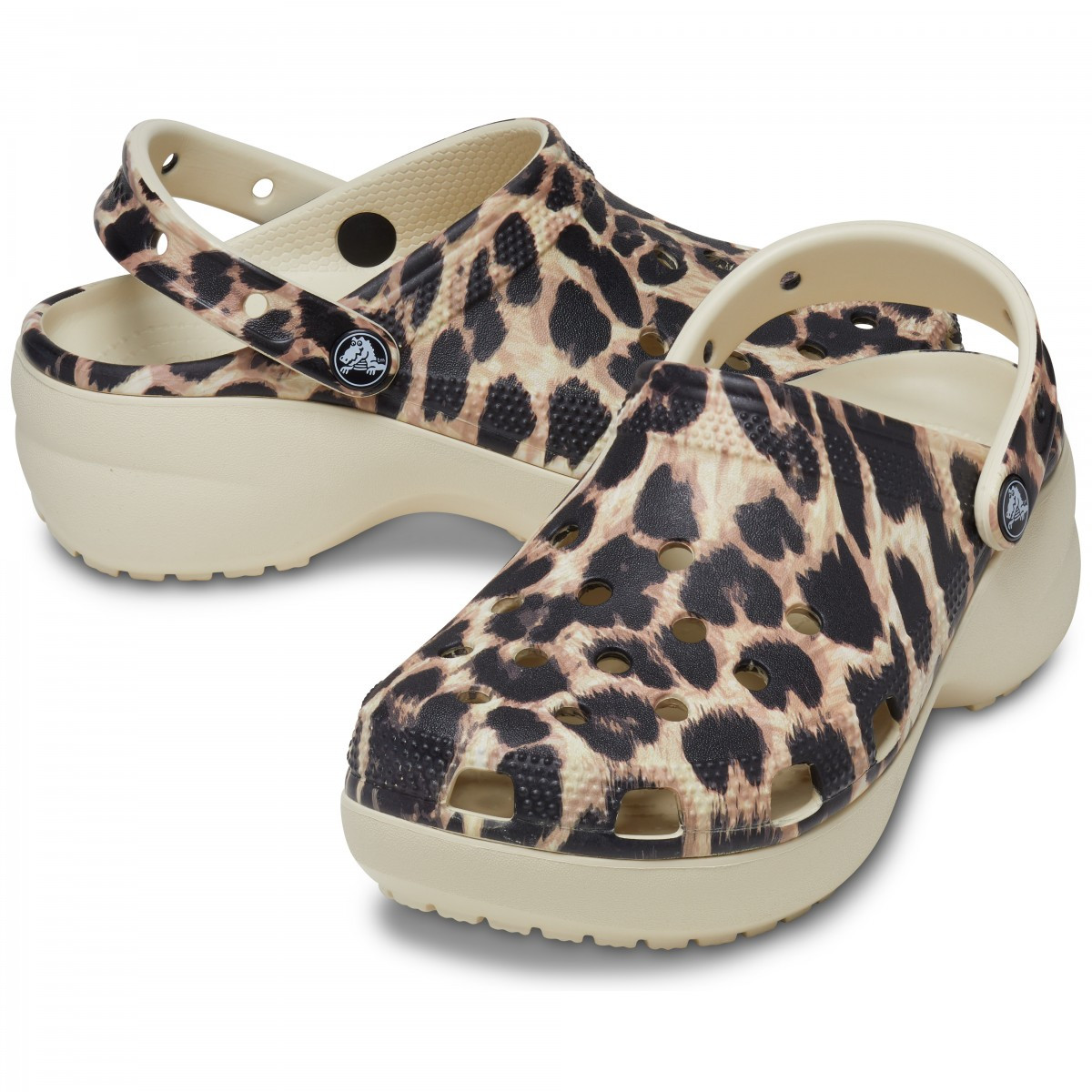 Saboti Crocs Classic Platform Animal Remix Clog Multi - Bone Leopard - 5 | YEO