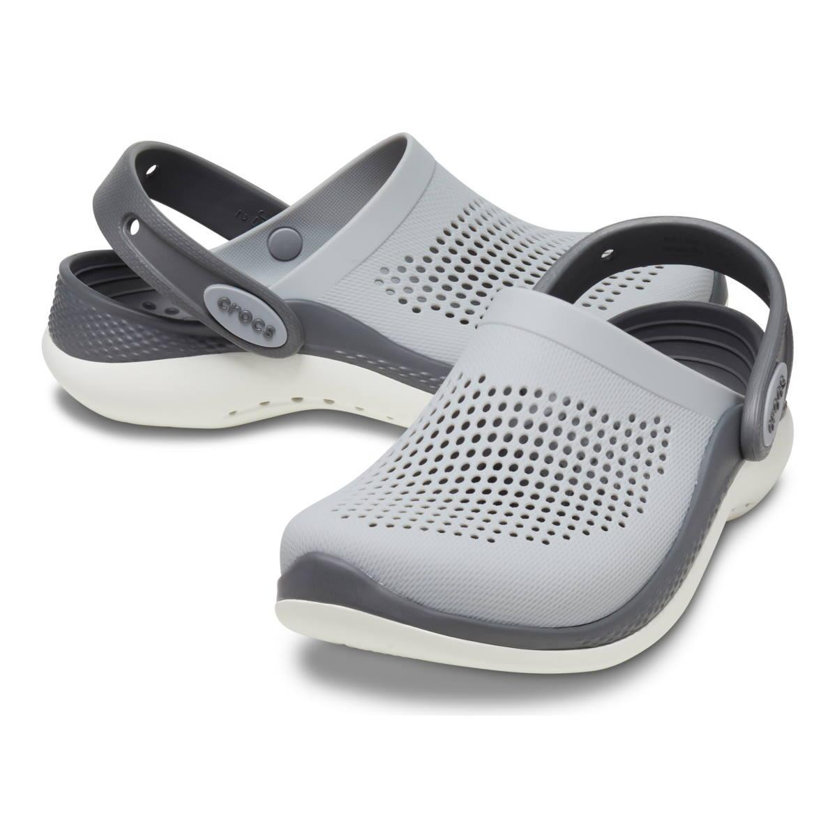 Saboți Crocs LiteRide 360 Clog Kids Gri - Light Grey/Slate Grey