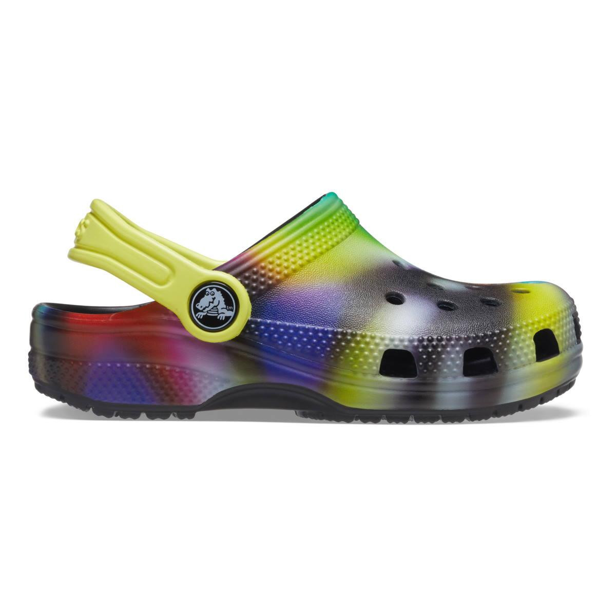 Saboti Crocs Classic Classic Solarized Clog Toddlers Negru – Black/Multi Crocs imagine 2022