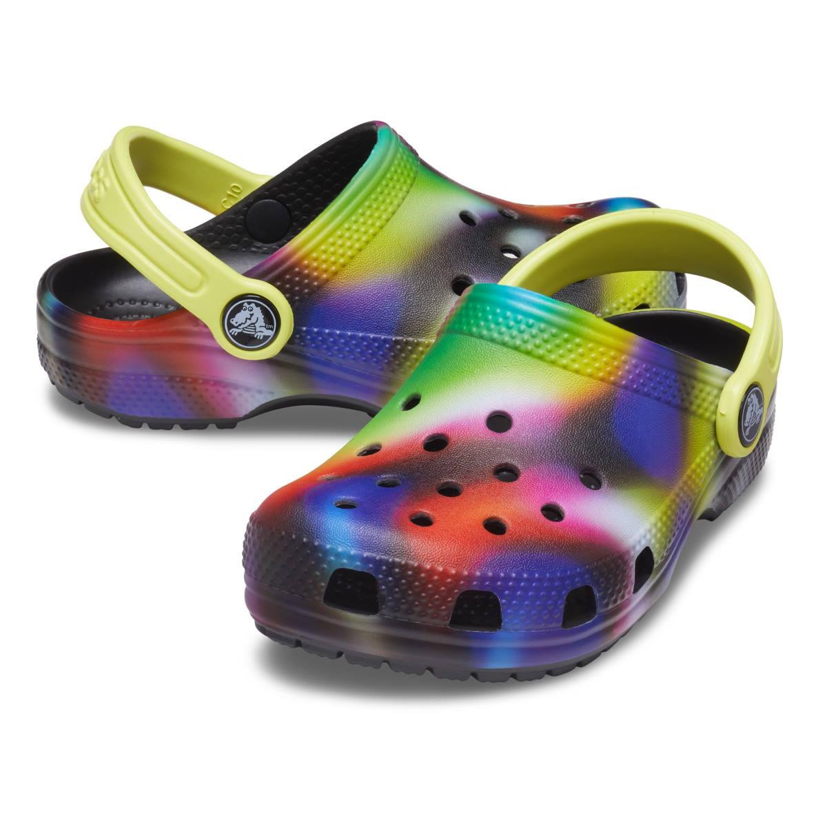 Saboti Crocs Classic Classic Solarized Clog Toddlers Negru - Black/Multi - 4 | YEO