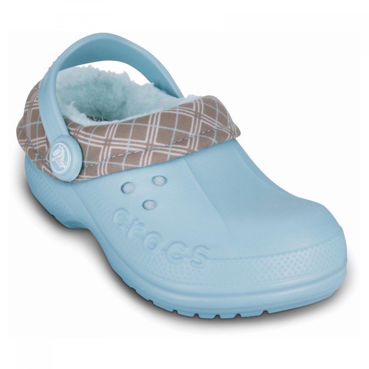 Saboti Crocs Blitzen Winter Plaid Kids Albastru deschis - Sky Blue/Mushroom - 1 | YEO