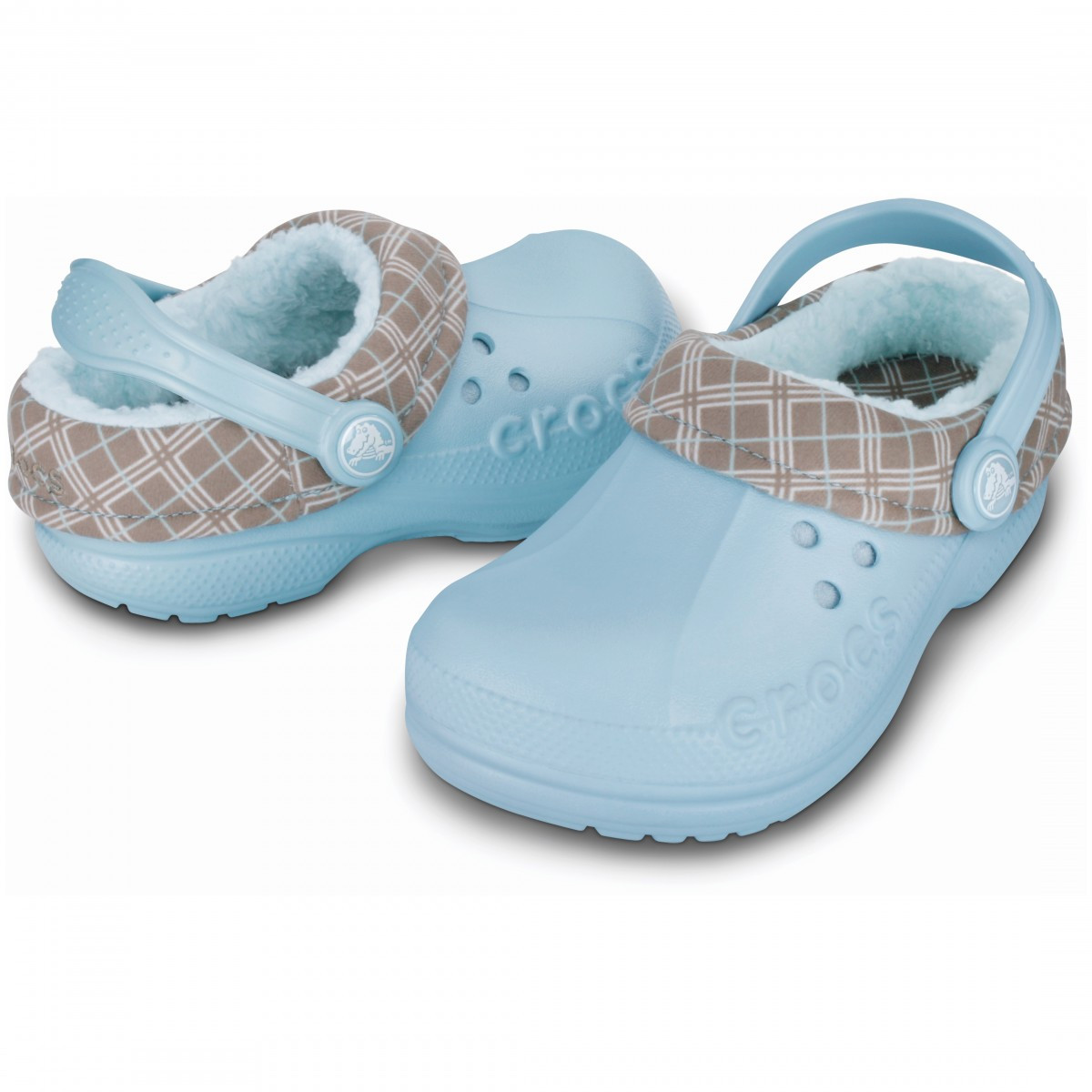Saboti Crocs Blitzen Winter Plaid Kids Albastru deschis - Sky Blue/Mushroom - 5 | YEO