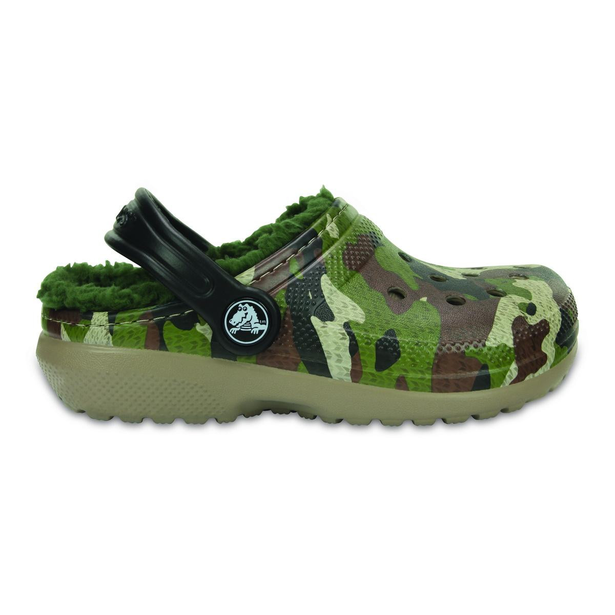 Saboti crocs classic lined graphic clog kids verde - camo green