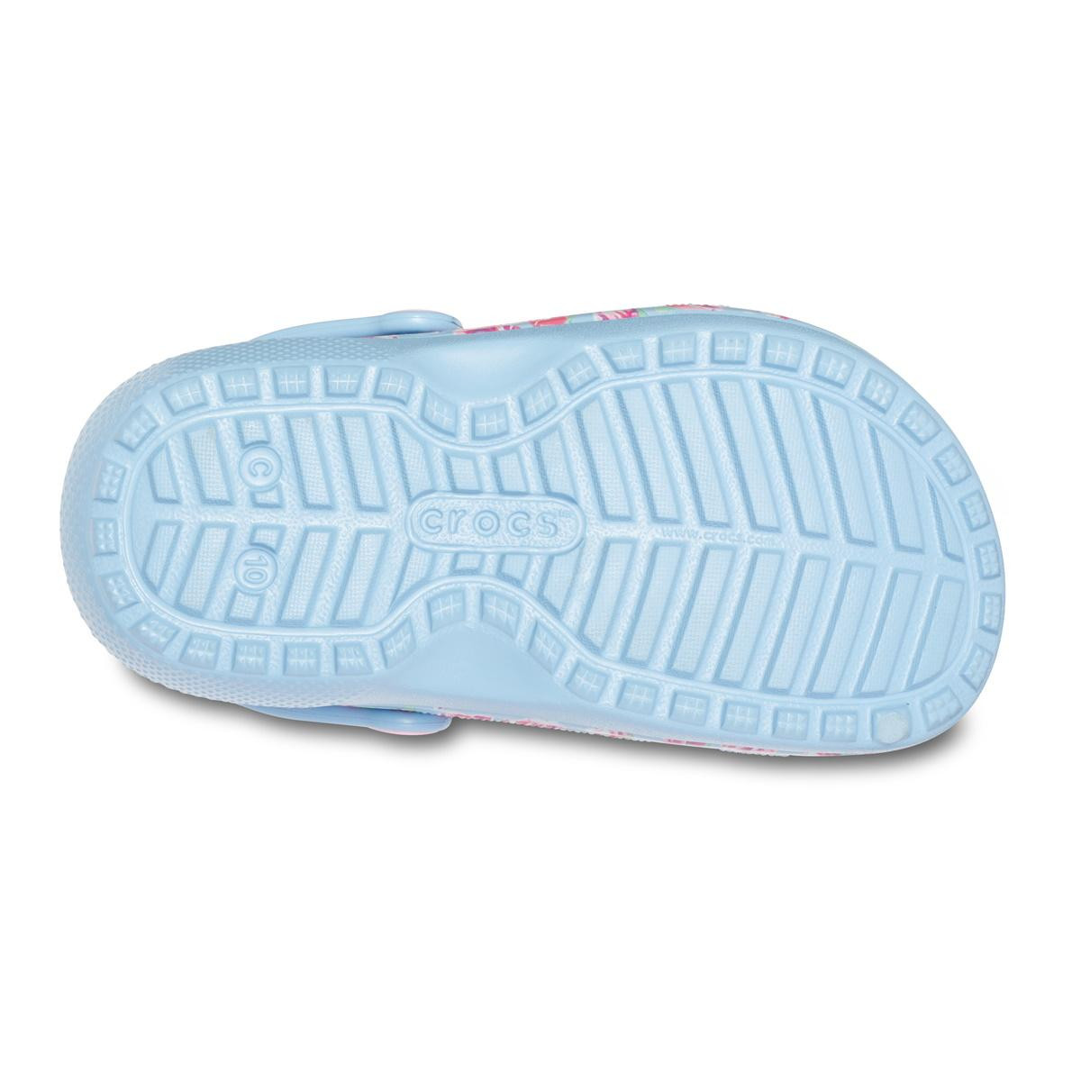 Saboti Crocs Classic Lined Graphic Clog Kids Albastru deschis - Chambray Blue/Carnation - 2 | YEO