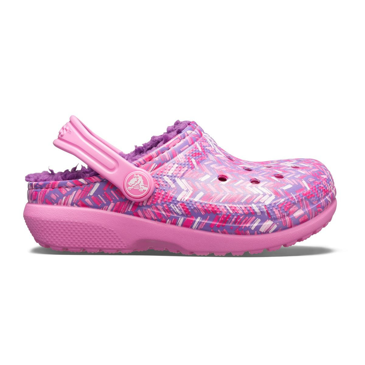 Saboti crocs classic lined graphic clog kids roz - party pink/amethyst