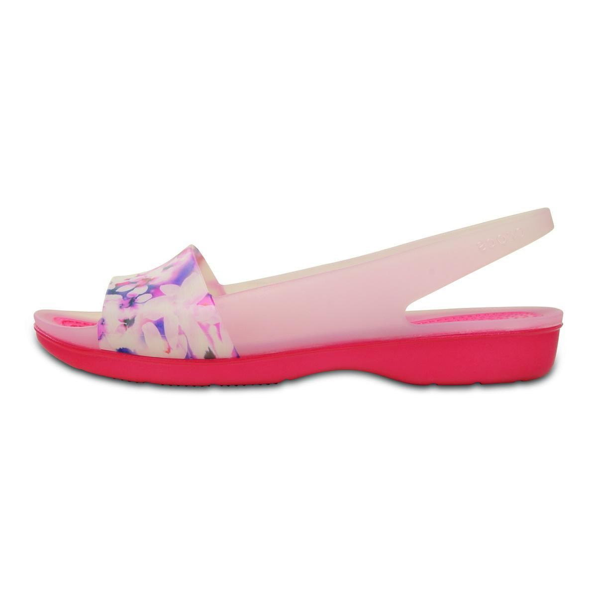 Sandale Crocs ColorBlock Soft Floral Flat Roz – Coral Colorblock imagine 2022