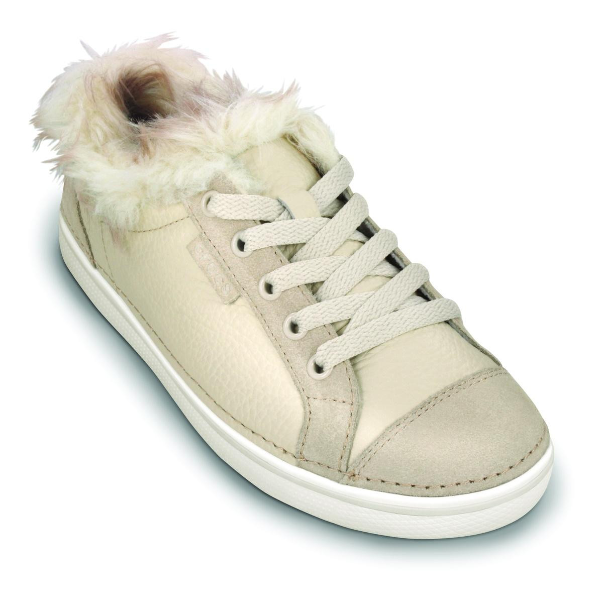 Pantofi Crocs Women\'s Hover Lace Up Fur Bej - Stucco/Oyster - 1 | YEO