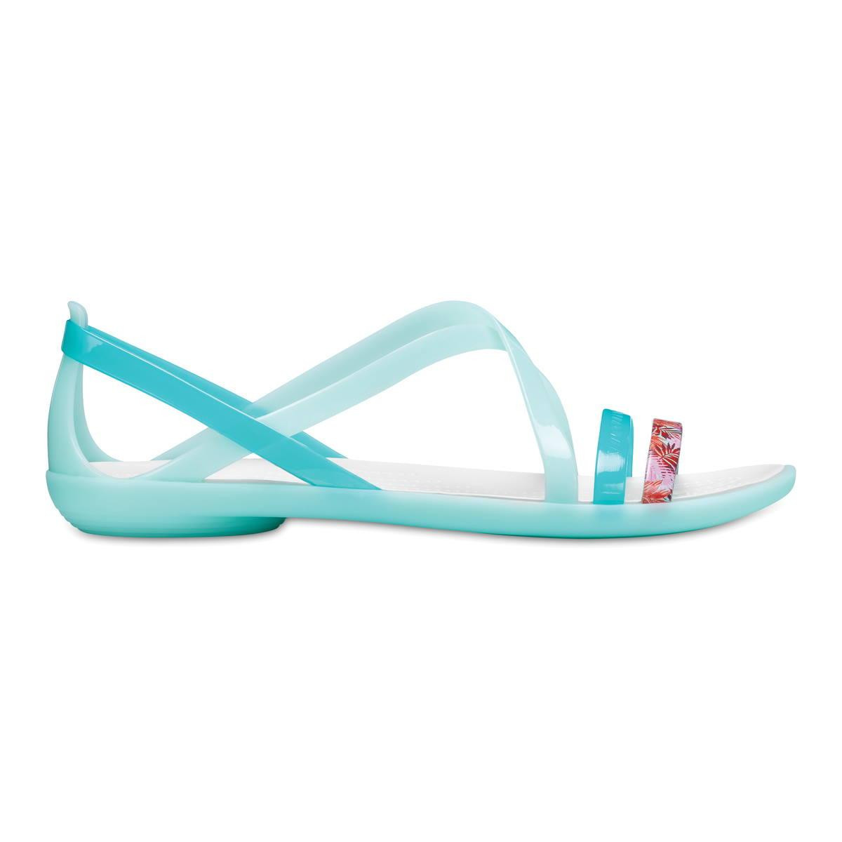 Sandale Crocs Isabella Cut-Out Graphic Strappy Sandal Albastru – New Mint/Oyster Albastru imagine 2022