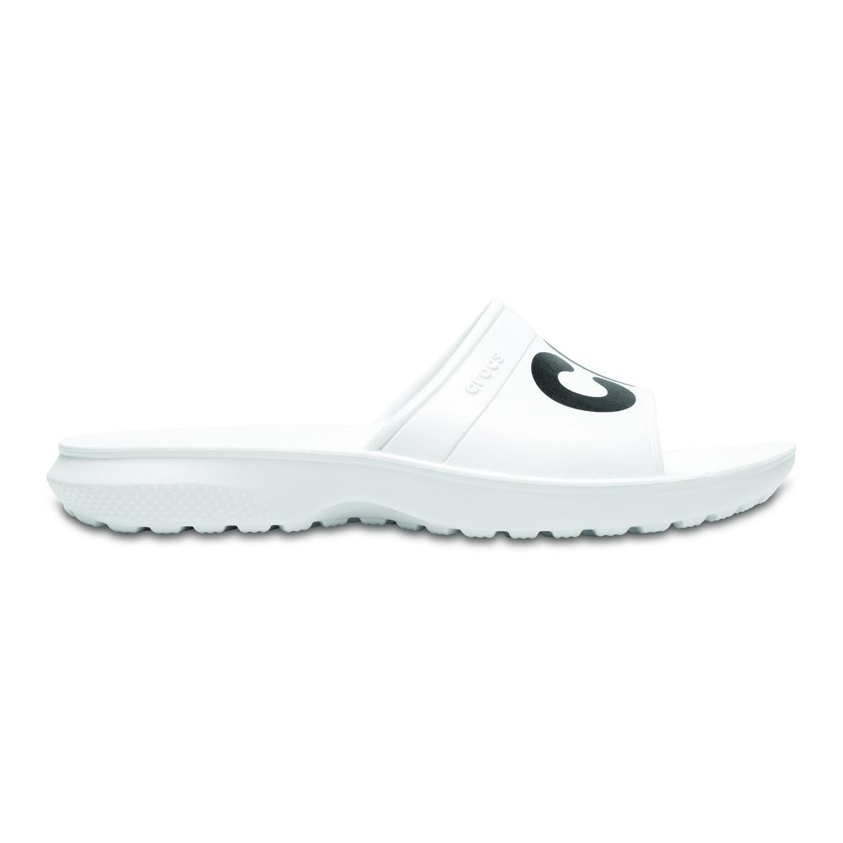 Papuci Crocs Classic Graphic Slide Alb – White/Black Alb imagine 2022