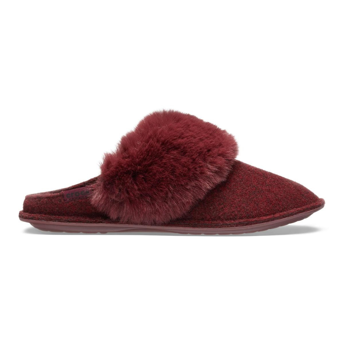 Papuci de casa Crocs Classic Luxe Lined Slipper Bordo – Burgundy Bordo imagine 2022