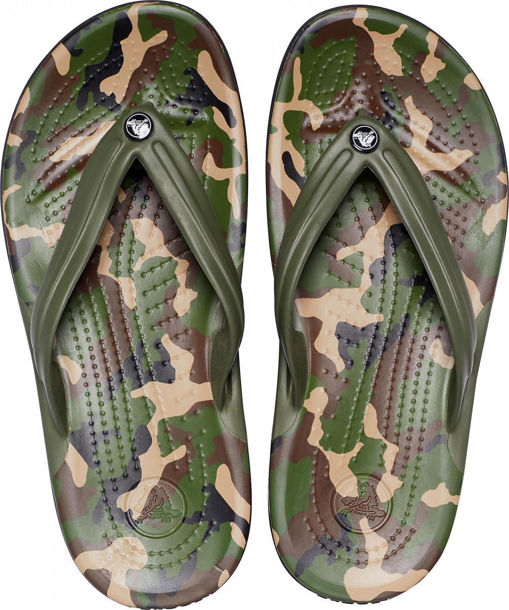 Șlapi Crocs Crocband Printed Flip Verde - Army Green/Black - 2 | YEO