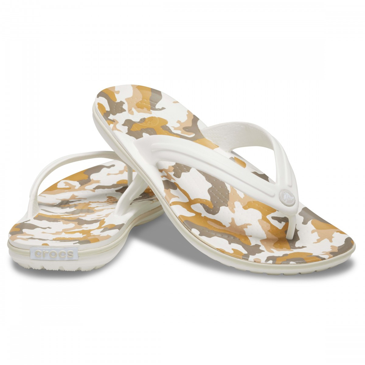 Șlapi Crocs Crocband Printed Flip Alb - White/Multi - 4 | YEO