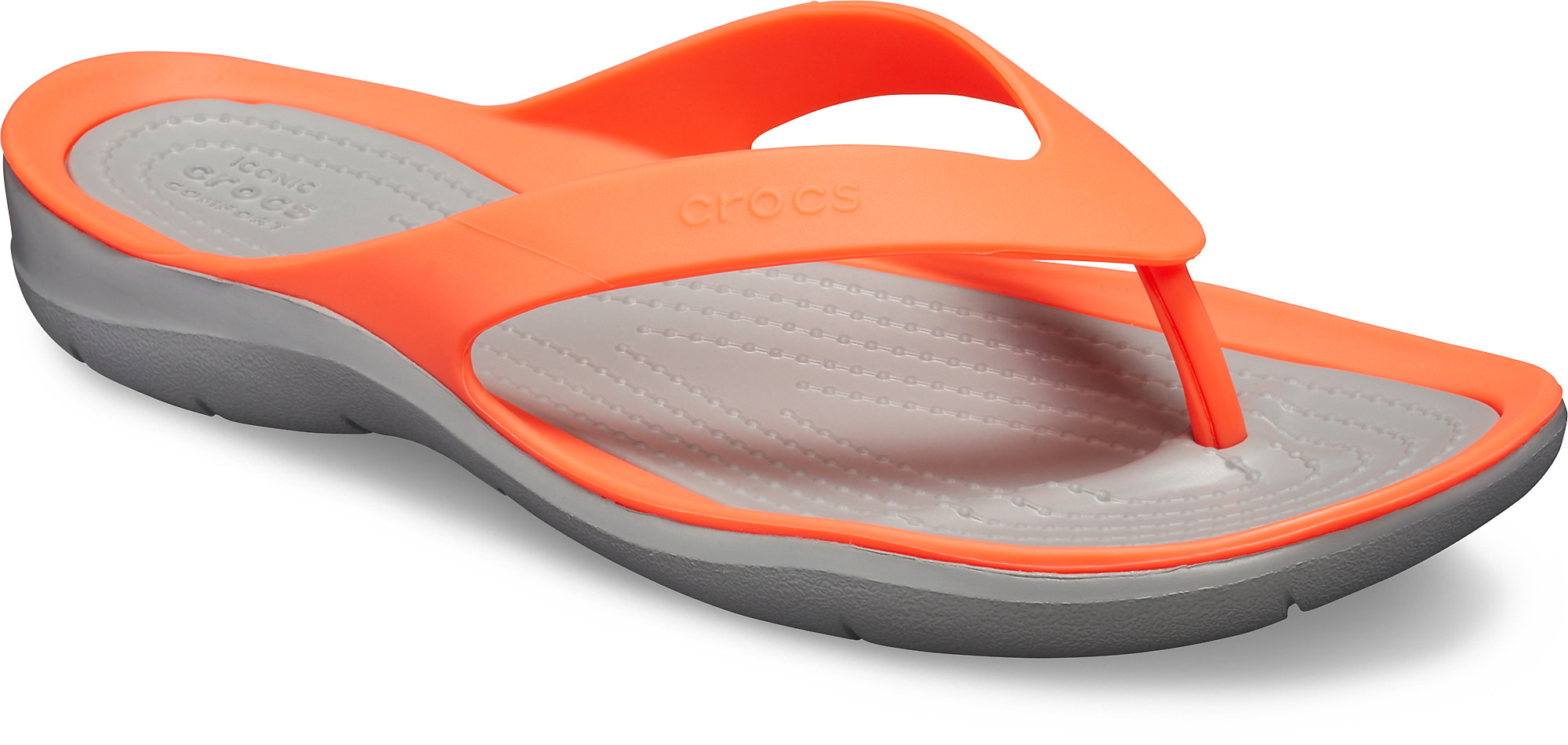 Șlapi Crocs Women\'s Swiftwater Flip Portocaliu - Bright Coral/Light Grey - 1 | YEO