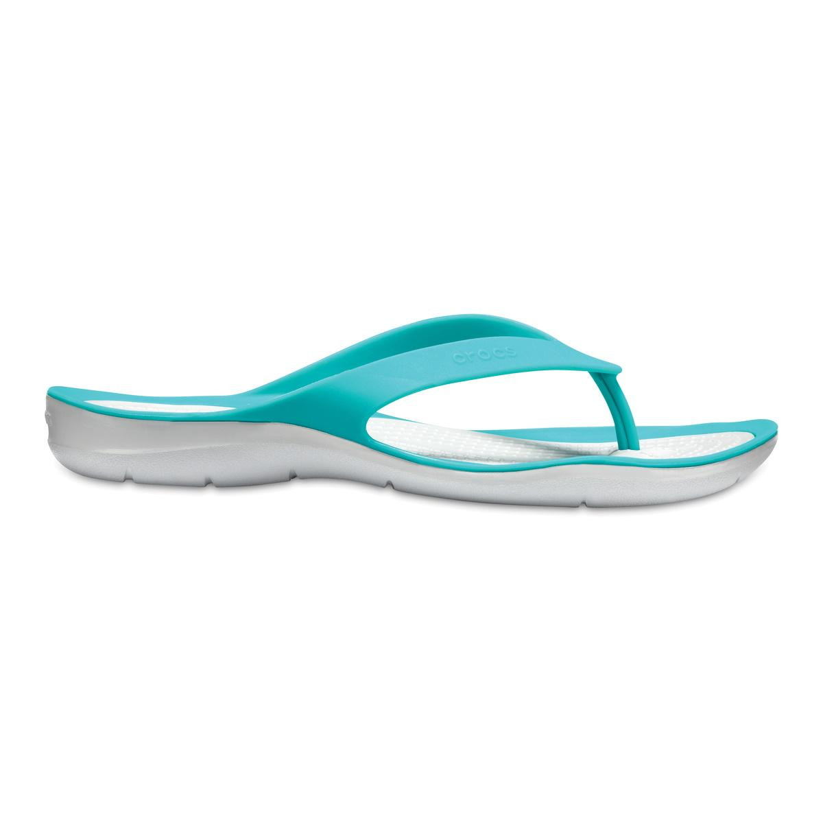 Șlapi Crocs Women\'s Swiftwater Flip Albastru - Tropical Teal/Pearl White