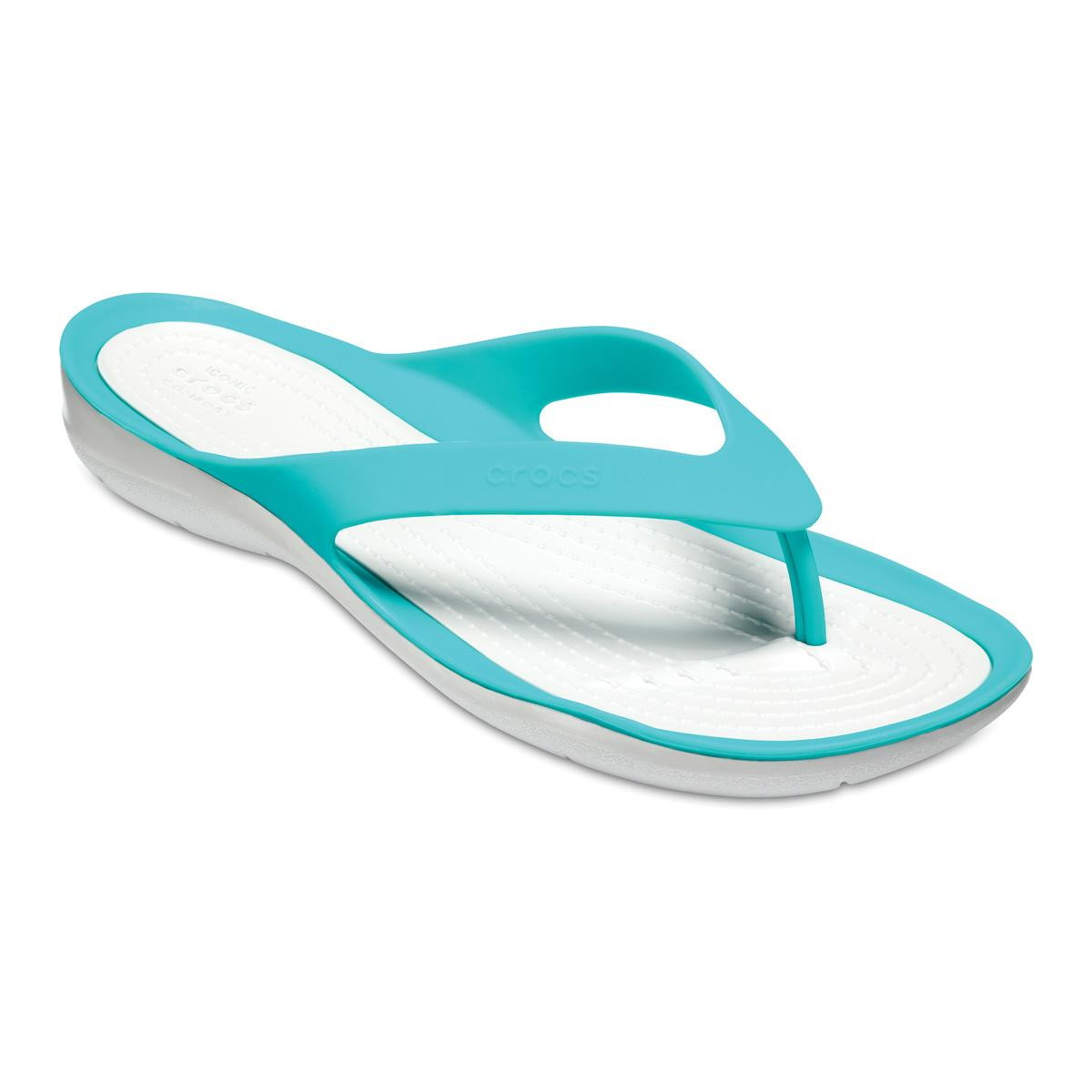 Șlapi Crocs Women\'s Swiftwater Flip Albastru - Tropical Teal/Pearl White - 1 | YEO