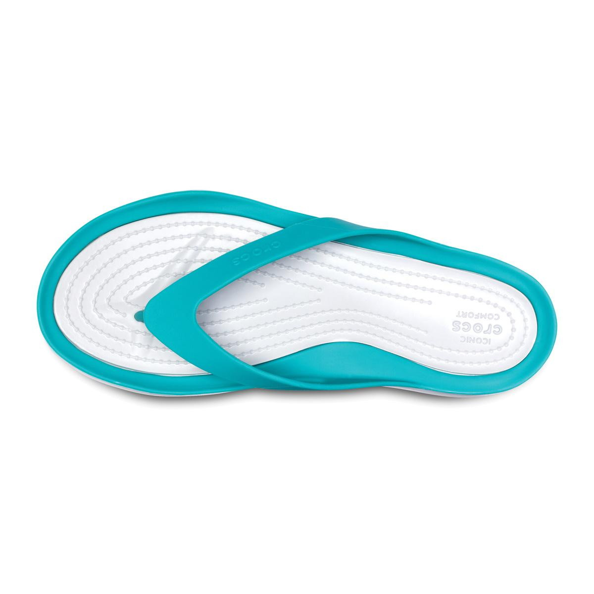 Șlapi Crocs Women\'s Swiftwater Flip Albastru - Tropical Teal/Pearl White - 2 | YEO